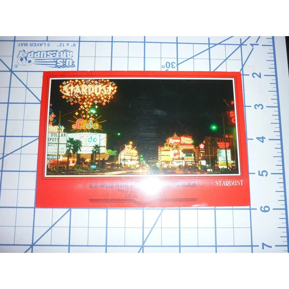 Vintage 1985 Stardust Casino Las Vegas Nevada Night Neon Postcard LV-138 1987 PM